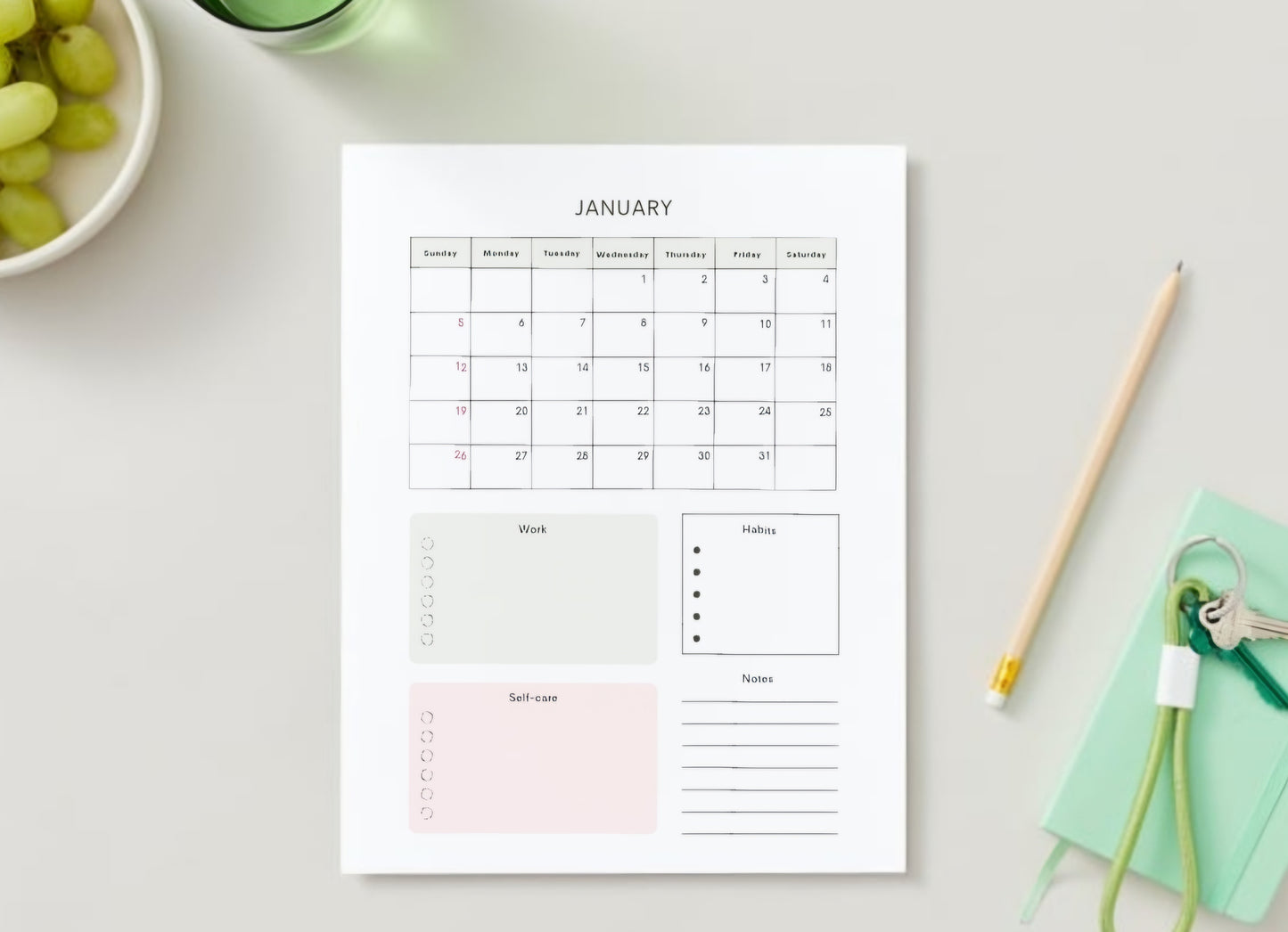 Plan It 2025 Pink and Grey Floral Planner - JAZ Body Essentials