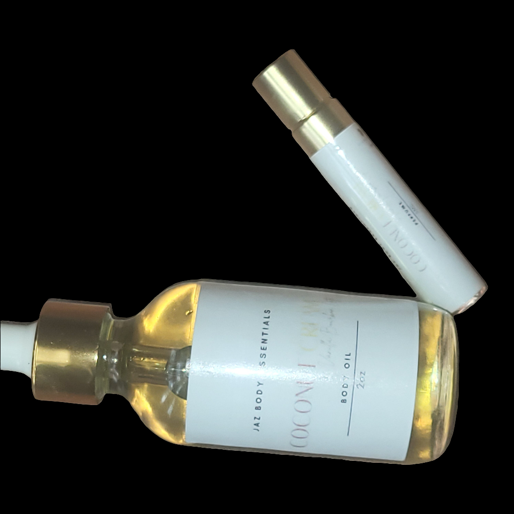 Coconut Cream & Vanilla Bourbon Latte Body Oil & Perfume Set - JAZ Body Essentials