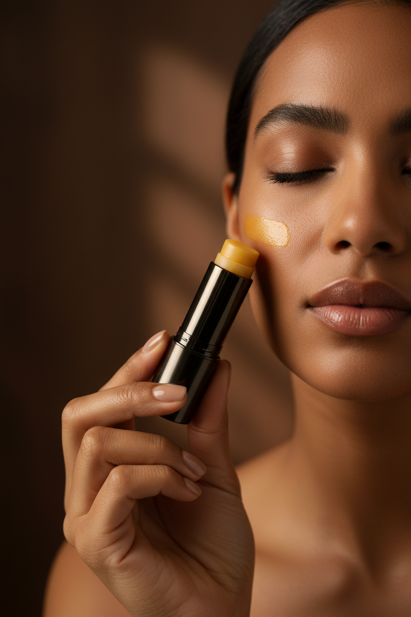 Turmeric balm application on brown skin