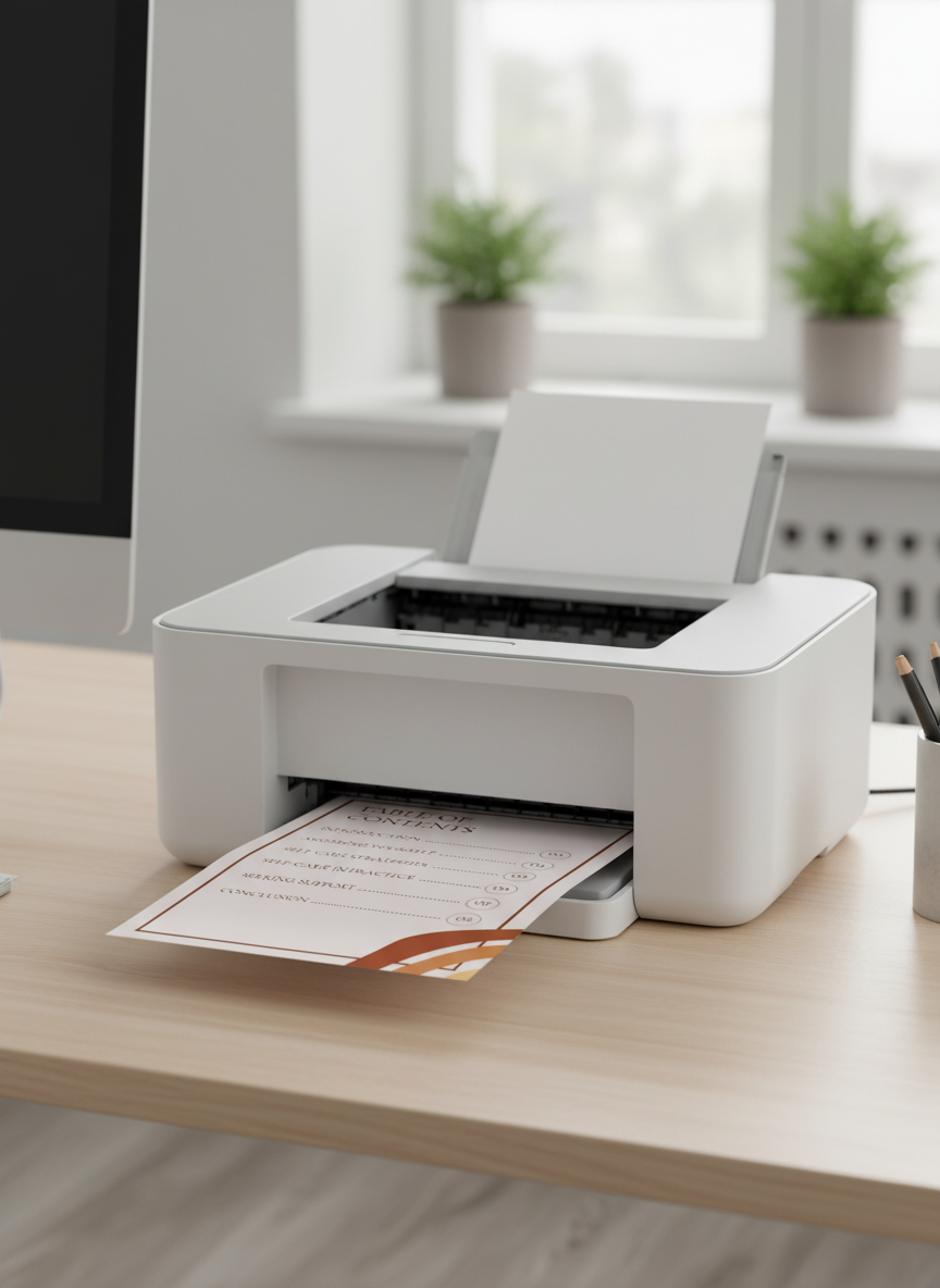 Table of contents for a self-care guide with a decorative border and rainbow design.