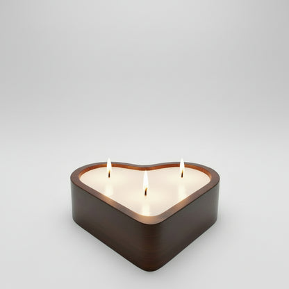 Love In The Air Wooden Heart-Shaped Candle 3wick - JAZ Body Essentials