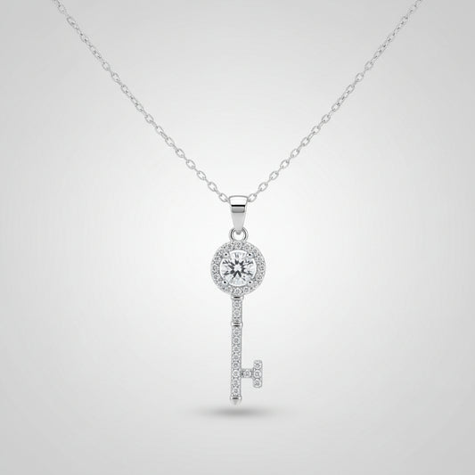 1/2 CT Moissanite Key Pendant Necklace - JAZ Body Essentials