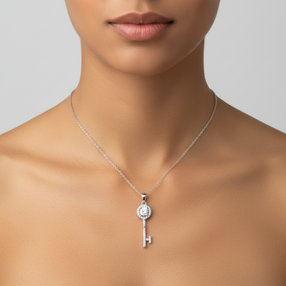 1/2 CT Moissanite Key Pendant Necklace