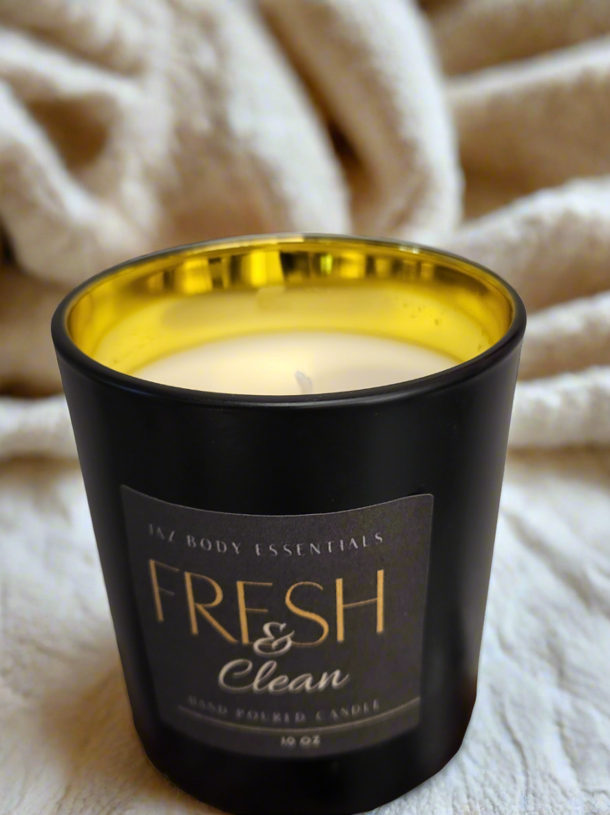 Fresh and Clean Lux Candle 10oz - JAZ Body Essentials