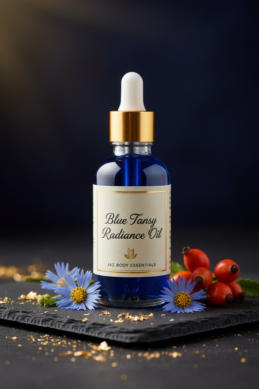Blue Tansy Radiance Oil – Clear Glass with Gold Top