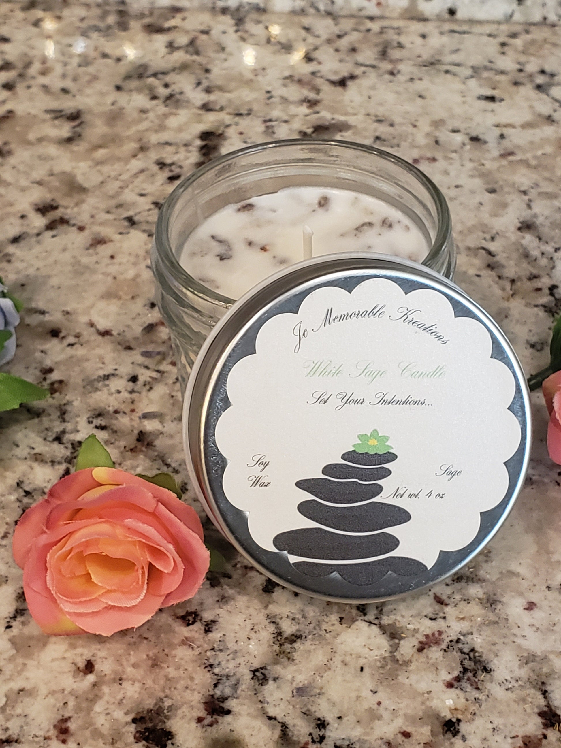 White Sage Candle Energy clearing Aromatherapy Candle| Smudging Spiritual Candle| Intention Candle| Energy I Purification and Chakra Healing