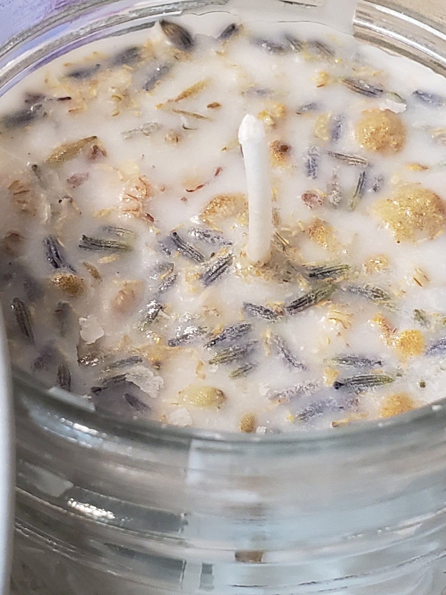 Ease Your Mind Chamomile and Lavender Candle Soy Aromatherapy Candle With Dried Flowers, Gift Idea, Odor Eliminating, Calm Gift, Yoga Candle