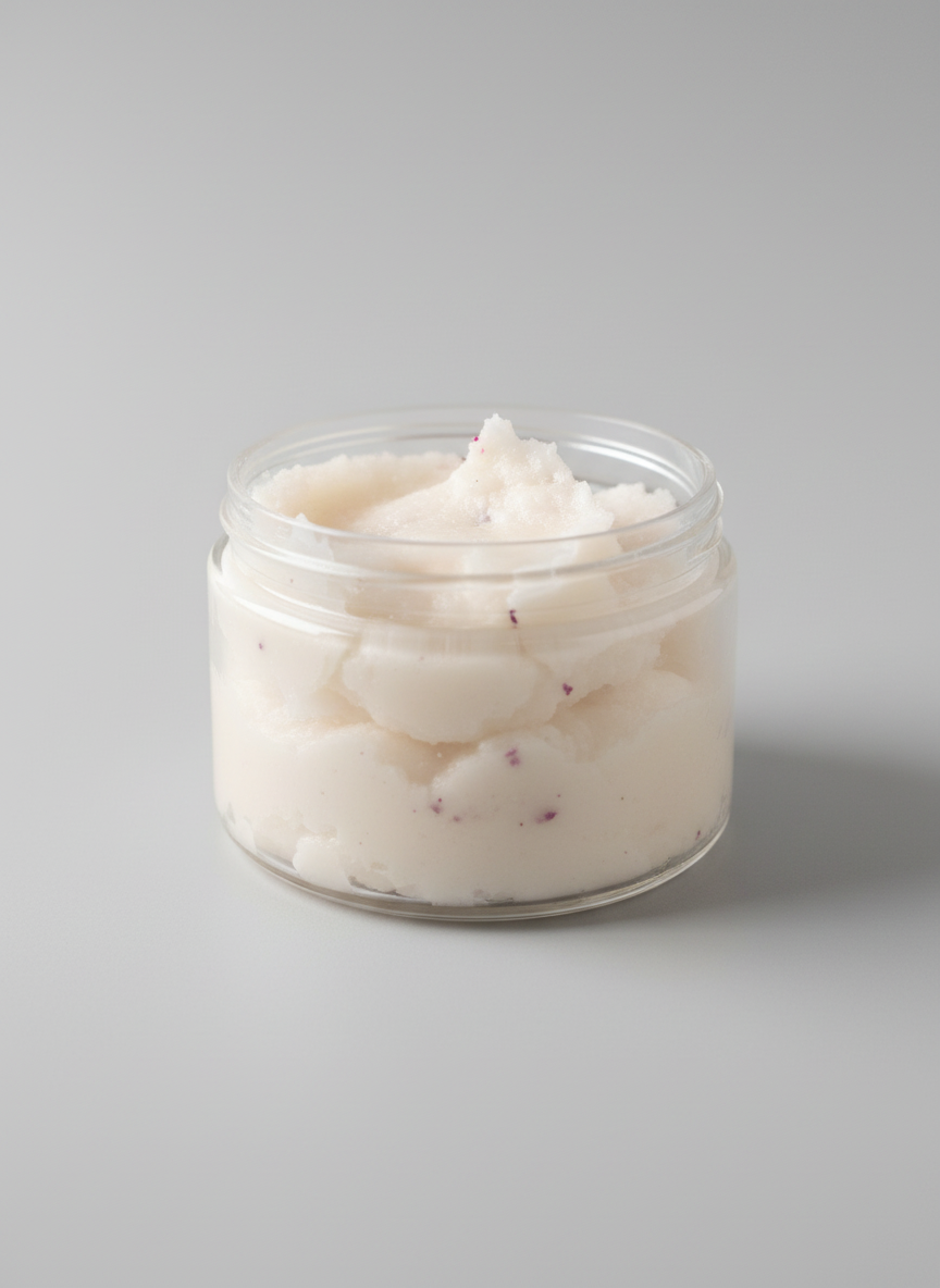 Jar of white cream on a gray background