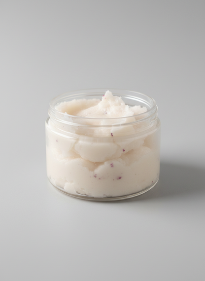 Jar of white cream on a gray background