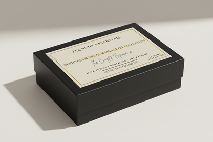 Luxury Black Box Mockup for Destinee's Sensual Massage Oil Collection