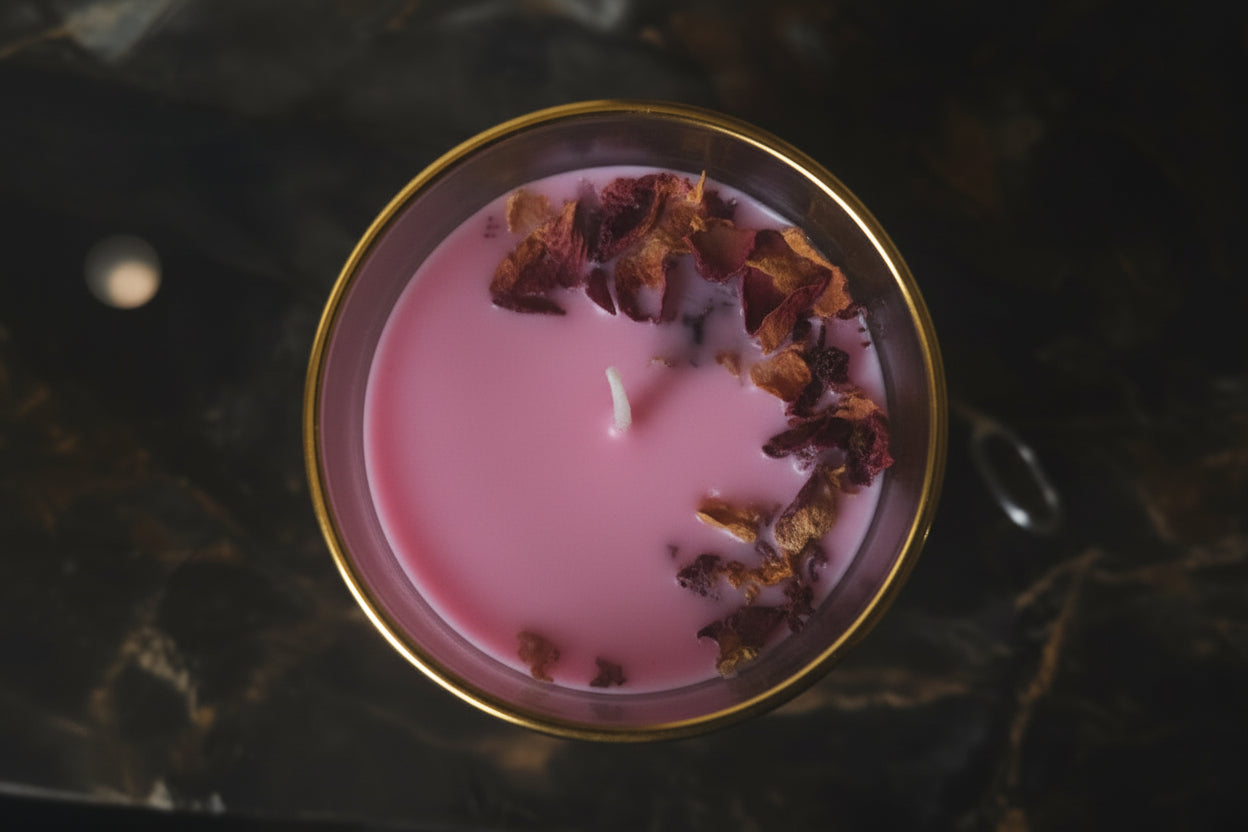Vela de rosa y lavanda dulce