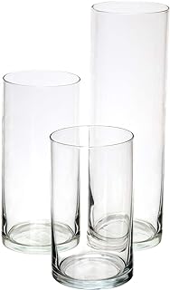 Glass Cylinder Pillar Candle Holders - 3 Set - JAZ Body Essentials