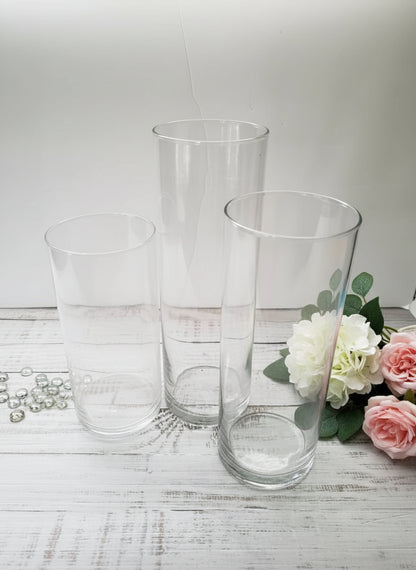 Glass Cylinder Pillar Candle Holders - 3 Set - JAZ Body Essentials